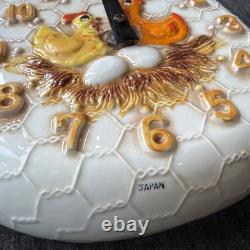 Vintage 1970s Chicken Little Rooster Ceramic Kitchen Wall Clock Sears Roebuck