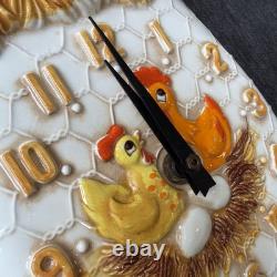 Vintage 1970s Chicken Little Rooster Ceramic Kitchen Wall Clock Sears Roebuck