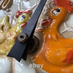 Vintage 1970s Chicken Little Rooster Ceramic Kitchen Wall Clock Sears Roebuck