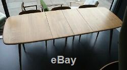 Vintage 1970s Elm and Beechwood Ercol grand plank extendable dining table
