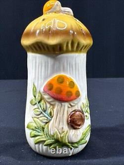 Vintage 1976 Old Japan MERRY MUSHROOM KITCHEN CANISTER SET Lot Of 13 Pieces