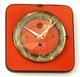 Vintage 20cm Smi Wall Clock French Formica Retro Mid Century Wooden Orange