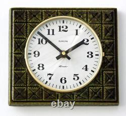 Vintage 21cm Europa Wall Clock Ceramic Retro Atomic Mid Century Green German