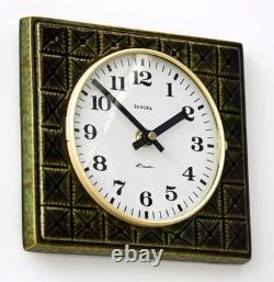 Vintage 21cm Europa Wall Clock Ceramic Retro Atomic Mid Century Green German