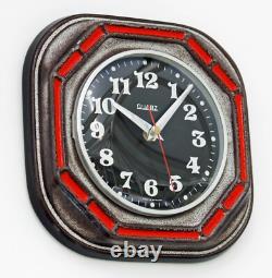 Vintage 22cm Ceramic Wall Clock Retro Mid Century Grey Fat Lava German Gift