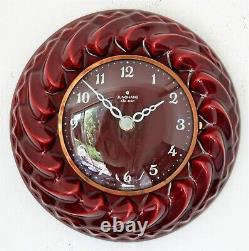 Vintage 22cm Junghans Wall Clock Ceramic Retro Atomic Mid Century Red German