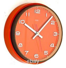 Vintage 22cm Metamec Wall Clock Orange Retro Mid Century 1970s Kitchen Clock