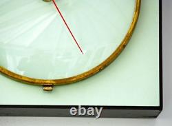 Vintage 22cm Vedette Wall Clock French Formica Retro Mid Century Green Wooden