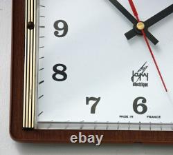 Vintage 23cm Japy Wall Clock French Retro Mid Century Atomic Wooden Formica