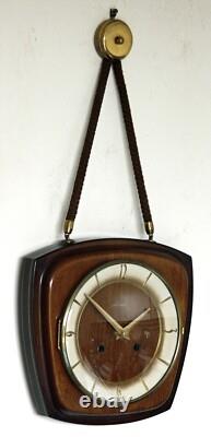 Vintage 23cm Kaia Wall Clock German Retro 1970s Mid Century Roped Clock Gift