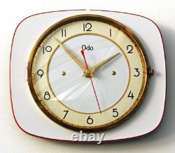 Vintage 23cm ODO Wall Clock French Formica Retro Mid Century White Atomic Gift