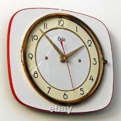 Vintage 23cm ODO Wall Clock French Formica Retro Mid Century White Atomic Gift