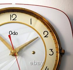Vintage 23cm ODO Wall Clock French Formica Retro Mid Century White Atomic Gift