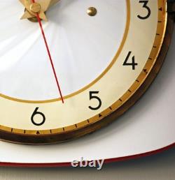 Vintage 23cm ODO Wall Clock French Formica Retro Mid Century White Atomic Gift