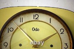 Vintage 23cm Odo Wall Clock French Yellow Formica Retro Mid Century Atomic