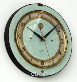 Vintage 23cm SMI Wall Clock French Formica Retro Mid Century Atomic Wooden