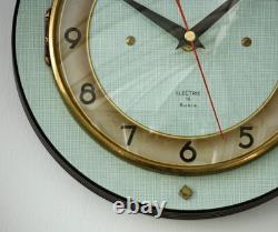 Vintage 23cm SMI Wall Clock French Formica Retro Mid Century Atomic Wooden