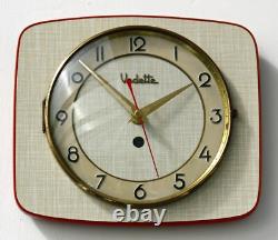 Vintage 23cm Vedette Wall Clock French Formica Retro Mid Century Atomic Wooden