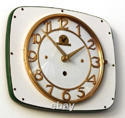 Vintage 24cm French Wall Clock Super Quinze Formica Retro Mid Century White