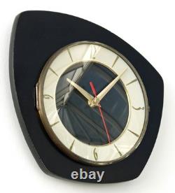 Vintage 24cm Retro Wall Clock French Formica Mid Century Atomic Wooden Gift