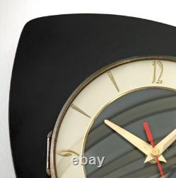 Vintage 24cm Retro Wall Clock French Formica Mid Century Atomic Wooden Gift