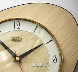 Vintage 25cm Carrez Wall Clock Wooden French Formica Retro Mid Century Atomic