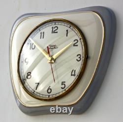 Vintage 25cm Diehl Wall Clock Ceramic Retro Atomic Mid Century Grey German