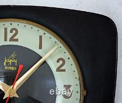 Vintage 25cm Japy Formica Wall Clock French Retro Mid Century Atomic Wooden