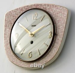 Vintage 25cm Peter Wall Clock Ceramic Retro Atomic Mid Century Pink German