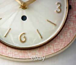 Vintage 25cm Peter Wall Clock Ceramic Retro Atomic Mid Century Pink German