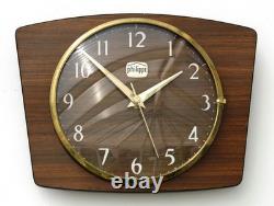 Vintage 25cm Philippe Wall Clock French Formica Retro Mid Century Style Wooden