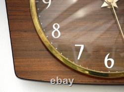 Vintage 25cm Philippe Wall Clock French Formica Retro Mid Century Style Wooden