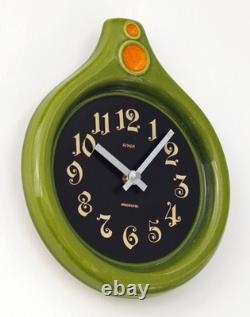 Vintage 26cm Anker Wall Clock Ceramic Retro Mid Century Green Fat Lava German