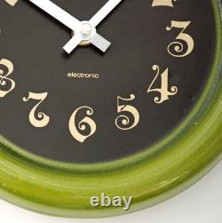 Vintage 26cm Anker Wall Clock Ceramic Retro Mid Century Green Fat Lava German