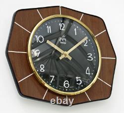 Vintage 26cm Japy Formica Wall Clock French Retro Mid Century Atomic Wooden