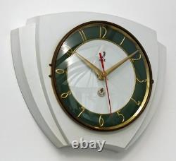 Vintage 26cm Jaz Wall Clock Bakelite Retro Atomic Mid Century White French
