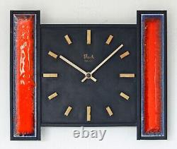 Vintage 28cm Flash Wall Clock French Retro Mid Century Fat Lava Ceramic Metal