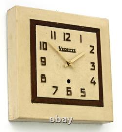 Vintage 28cm Vedette Wall Clock Retro Mid Century Style French Antique Wooden
