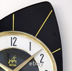 Vintage 29cm Japy Wall Clock French Formica Retro Mid Century Atomic Wooden