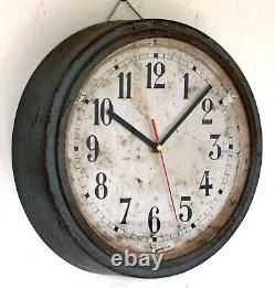 Vintage 30cm Industrial Wall Clock Metal Retro Mid Century Factory French Loft
