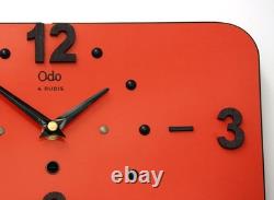 Vintage 30cm ODO Wall Clock French Red Formica Retro Mid Century Atomic Gift