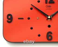 Vintage 30cm ODO Wall Clock French Red Formica Retro Mid Century Atomic Gift
