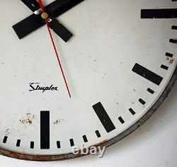Vintage 30cm Simplex Wall Clock Metal Retro Mid Century Factory Industrial