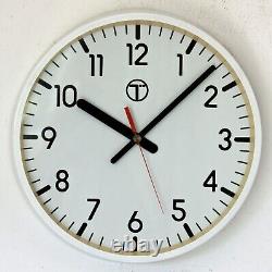 Vintage 32cm BT Wall Clock Industrial White 1980s Metal Factory Clock Office