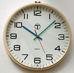 Vintage 33cm BT Wall Clock Retro White Industrial Mid Century Large Westclox
