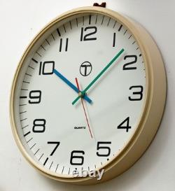 Vintage 33cm BT Wall Clock Retro White Industrial Mid Century Large Westclox