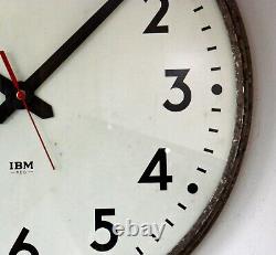 Vintage 33cm IBM Wall Clock Retro Industrial White 1970s Metal Factory Clock