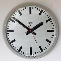 Vintage 35cm Industrial Wall Clock Predom Metron Mid Century Factory Grey