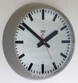 Vintage 35cm Industrial Wall Clock Predom Metron Mid Century Factory Grey