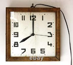 Vintage 36cm Wooden Wall Clock Electric Retro Mid Century Style Industrial